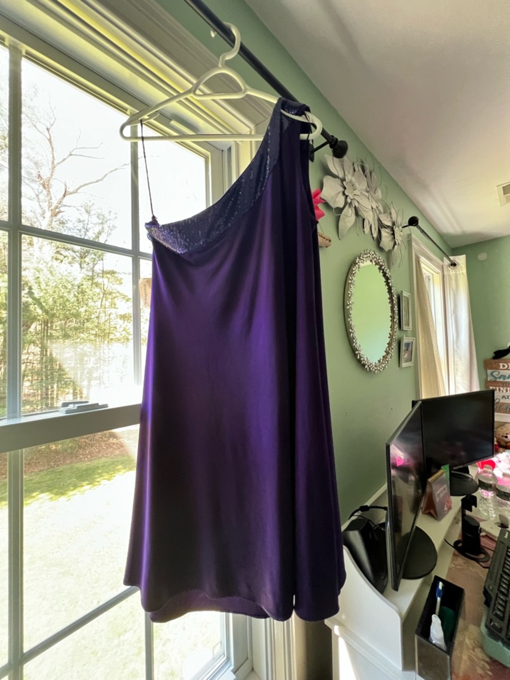 R&M Richards Purple Sequin Cocktail Dress